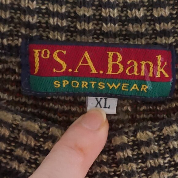 Vintage Jos A Bank Cotton Sweater Brown Multi Eclectic Grandpa Old Money XL - Picture 10 of 10